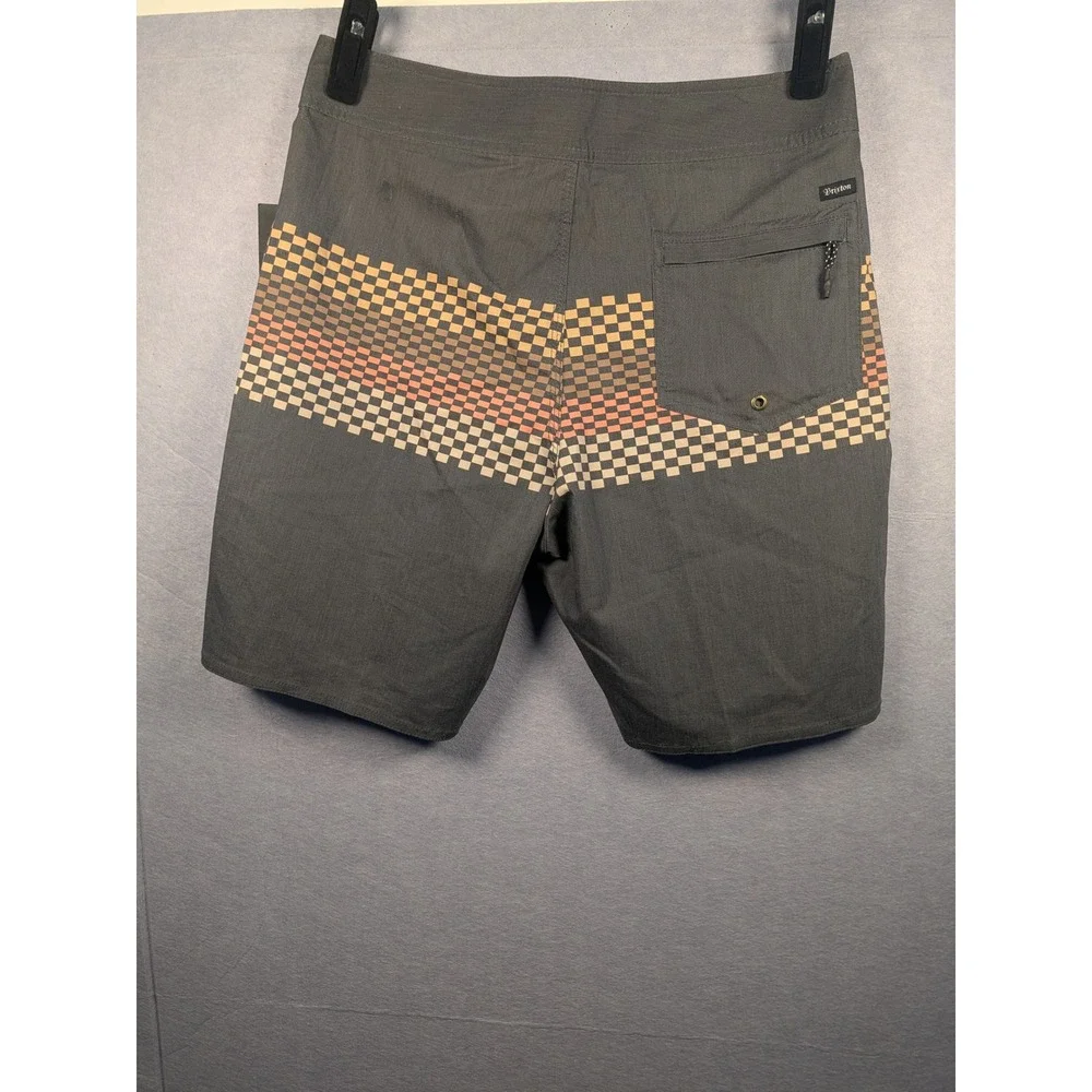 Brixton Barge Stripe Trunk Mens 28 Black Honey Performance Board Shorts NWT